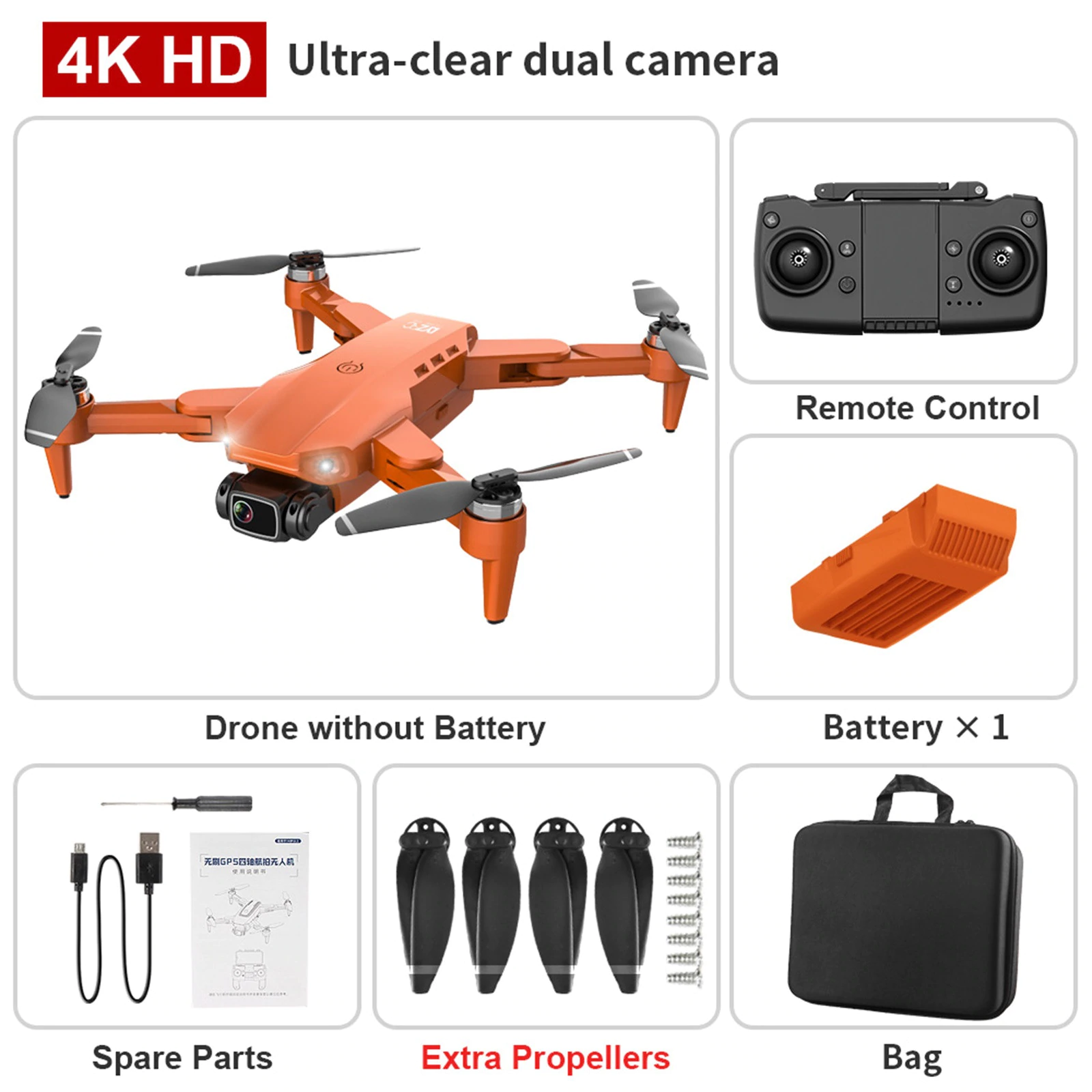 Mini drone caméra L900 Pro SE avec caméra HD, moteur sans